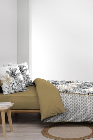 Parure de couette Dakar en coton 42 fils/cm² - Marron et blanc