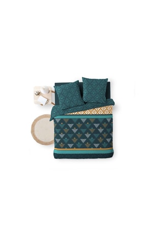 Parure de couette Triade - Bleu-vert et jaune
