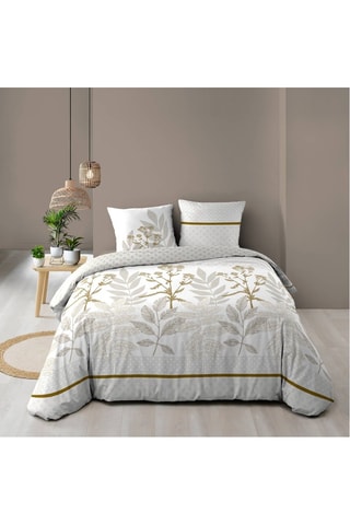 Parure copripiumino in cotone Raoni - Bianco e dorato