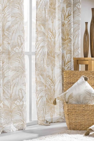 Tenda voile Dune - Bianco e dorato - 140 x 240 cm