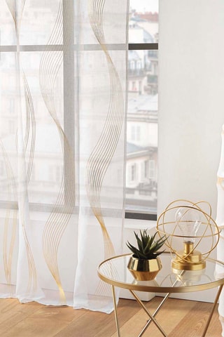 Tenda in voile Elona - Bianco e dorato - 140 x 240 cm