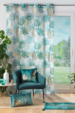 Tenda voile Ornella - Bianco e verde - 140 x 240 cm