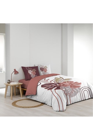 Parure lenzuola in cotone Astria - Terracotta e bianco