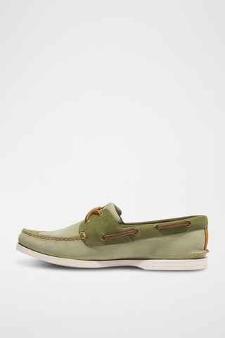 Chaussures bateau en nubuck - Vert