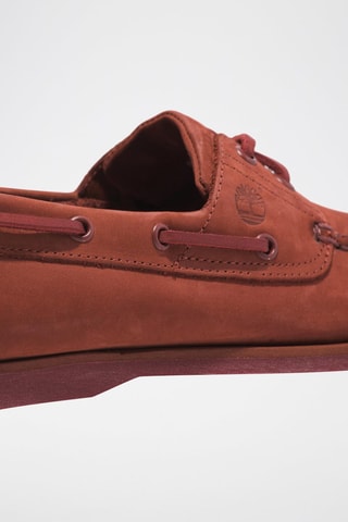 Chaussures bateau en nubuck - Rouge brique