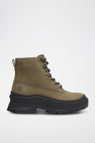 Bottines en nubuck - Vert olive