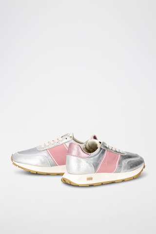 Baskets en cuir de chèvre Tour - Gris et rose