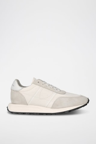 Baskets en cuir de veau nubuck Tour - Blanc et beige