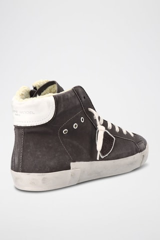 Baskets montantes fourrées en cuir PRSX - Anthracite
