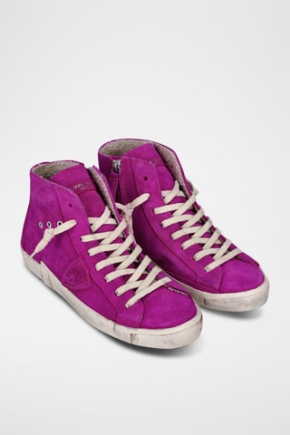Baskets montantes fourrées en nubuck PRSX - Fuchsia