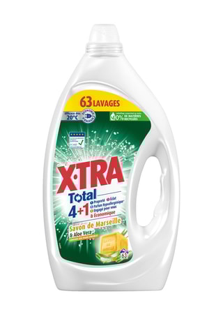 4 x Lessive Total 4+1 Savon de Marseille et aloe vera XTra - 63 lavages - 2,83 l