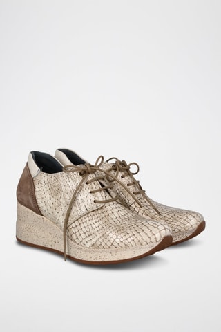 Leren Derby's met Sleehak - Beige