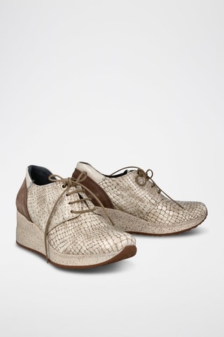 Leren Derby's met Sleehak - Beige