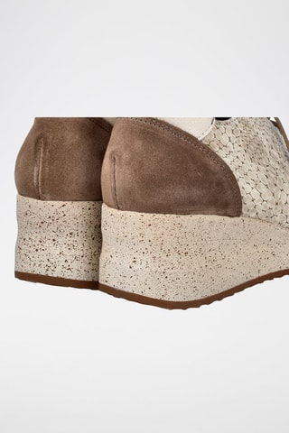Leren Derby's met Sleehak - Beige
