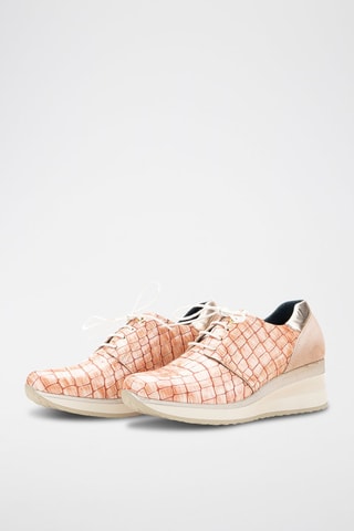 Leren Derby's met Sleehak - Zalmkleurig