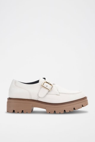 Leren Platform Derby’s met Hak Velvet - Wit