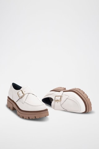 Leren Platform Derby’s met Hak Velvet - Wit