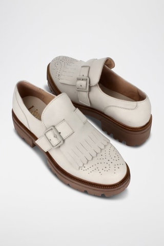 Nubuck Platform Derby’s met Gespen Michigan - Wit