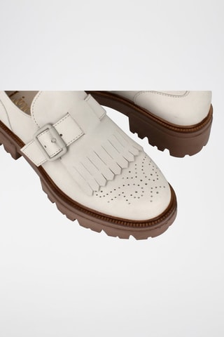 Nubuck Platform Derby’s met Gespen Michigan - Wit