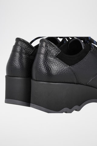 Leren Derby's met Sleehak - Zwart