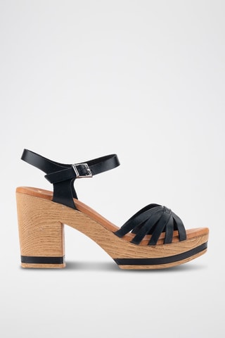 Leren Sandalen met Hak Florencia - Zwart
