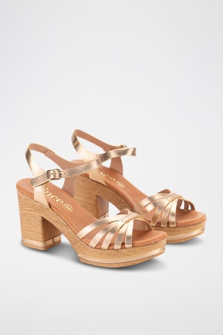 Leren Sandalen met Hak Florencia - Bronskleurig