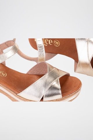 Leren Sandalen met Hak Metalizado - Goudkleurig