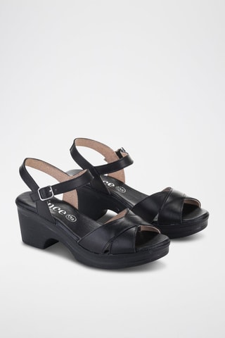 Leren Sandalen met Hak - Zwart