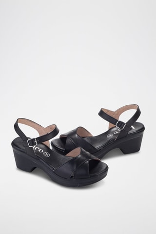 Leren Sandalen met Hak - Zwart