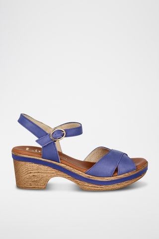 Leren Sandalen met Hak - Indigoblauw 