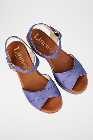 Leren Sandalen met Hak - Indigoblauw 