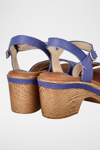 Leren Sandalen met Hak - Indigoblauw 