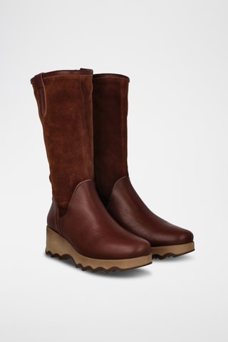 Leren Laarzen met Sleehak - Bordeauxrood