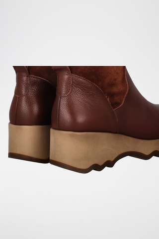 Leren Laarzen met Sleehak - Bordeauxrood