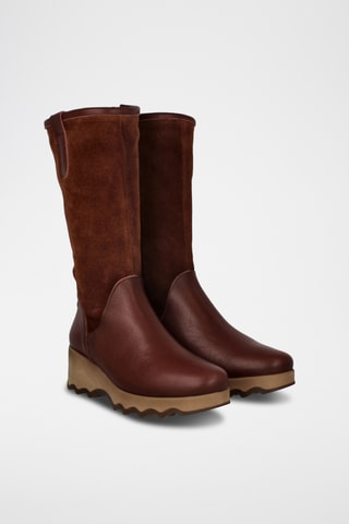 Leren Laarzen met Sleehak - Bordeauxrood