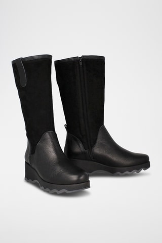 Bottes compensées en cuir - Noir