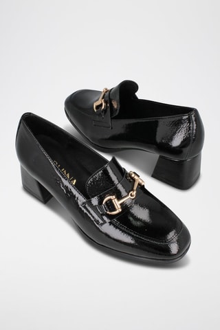 Lakleren Mocassins met Hak Rock - Zwart