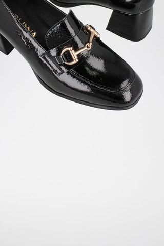 Lakleren Mocassins met Hak Rock - Zwart