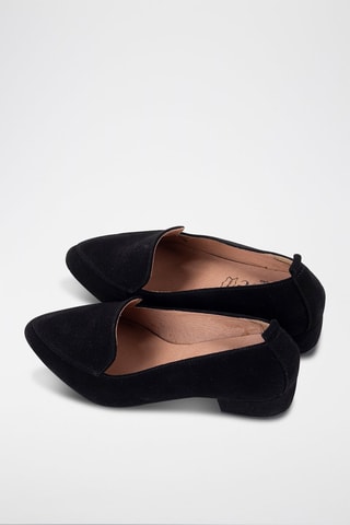 Nubuck Mocassins met Hak Serraje - Zwart