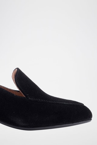 Nubuck Mocassins met Hak Serraje - Zwart