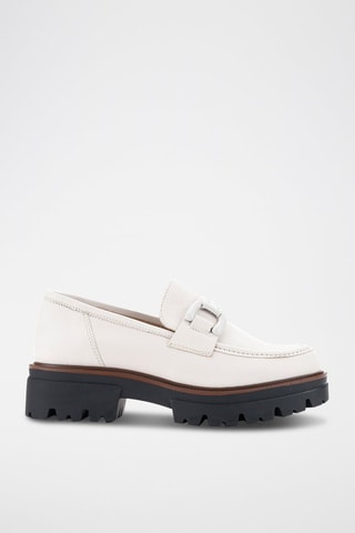 Leren Platform Mocassins met Hak - Wit