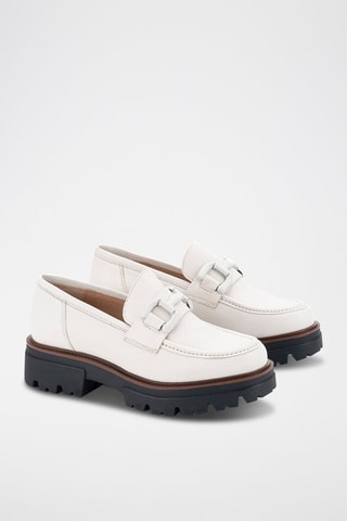 Leren Platform Mocassins met Hak - Wit