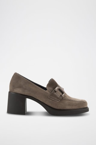 Nubuck Mocassins met Hak Alcora - Taupe