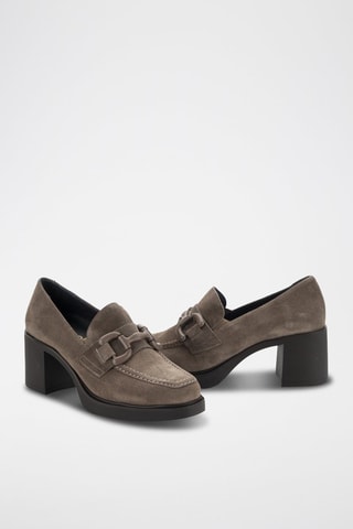 Nubuck Mocassins met Hak Alcora - Taupe