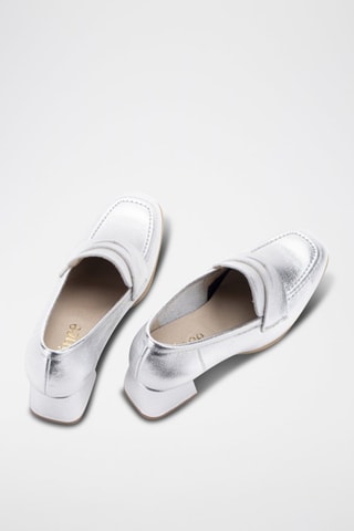 Leren Mocassins met Hak - Zilverkleurig
