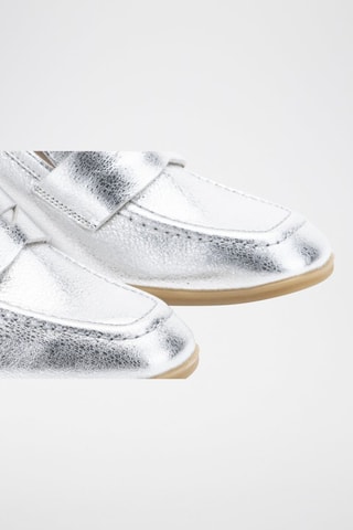 Leren Mocassins met Hak - Zilverkleurig