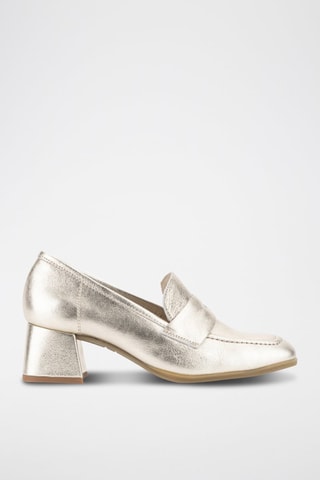 Leren Mocassins met Hak - Goudkleurig