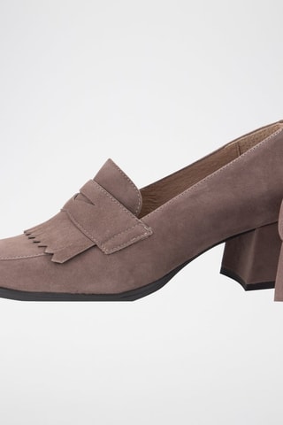 Nubuck Mocassins met Hak Cler - Taupe