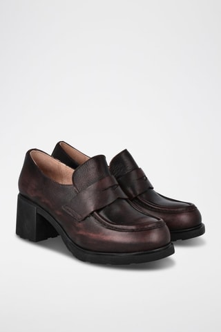 Leren Mocassins met Hak Dulce - Bruin
