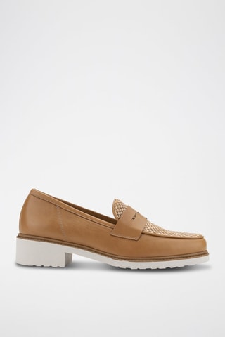 Leren Mocassins met Hak Aldea - Camel